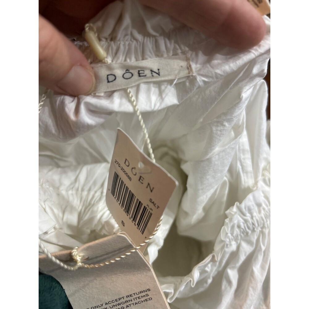 DOEN Leanne Women’s Cotton Scoop Neck Smocked Midi Dress size S NWT Salt White - Picture 9 of 12